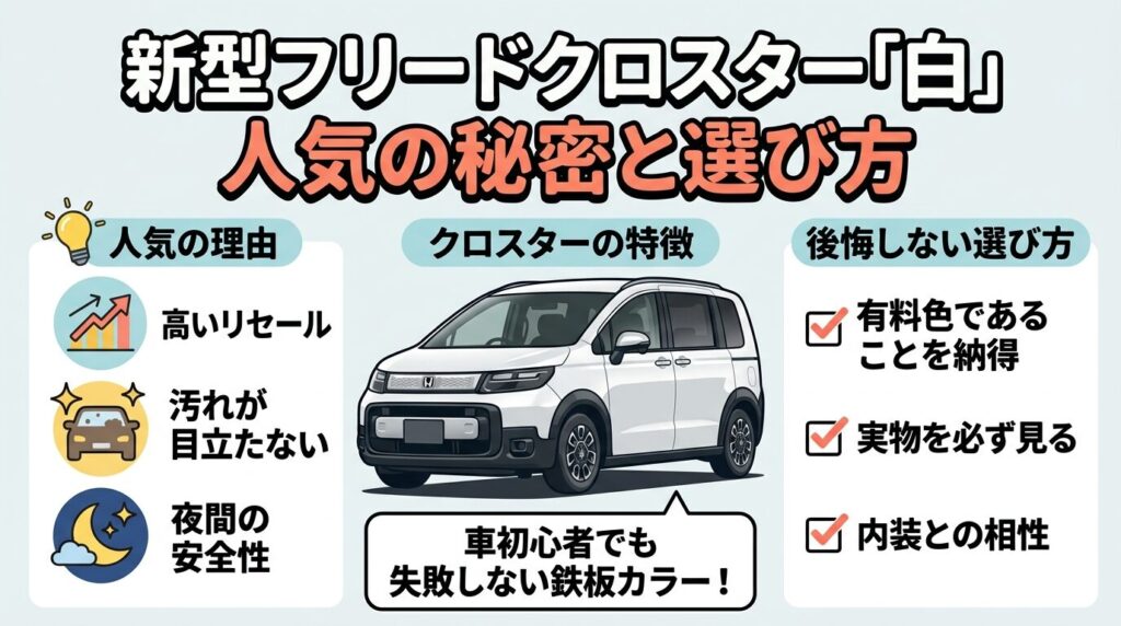 新型フリードクロスターの白が人気色な理由、特徴と後悔しない選び方