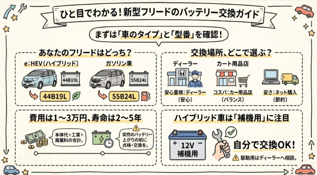 2026年版：フリードのバッテリー交換費用と相場・目安を徹底解説