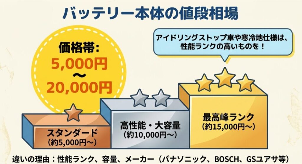 フリード用バッテリーの値段相場　フリード　GT系