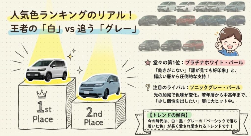 新型フリードクロスター人気色ランキングと評価
