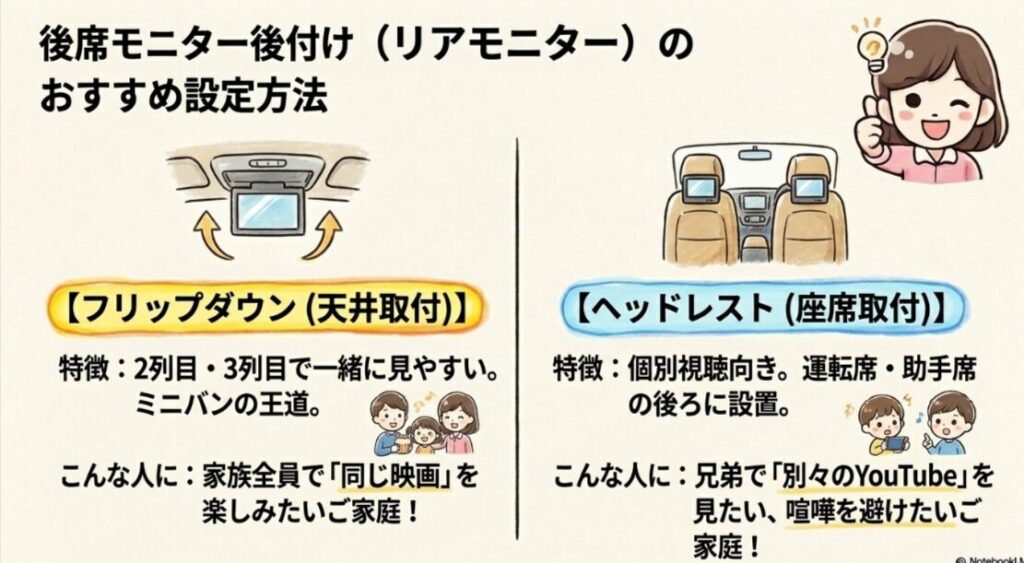 後席モニター後付け（リアモニター）のおすすめ設定方法