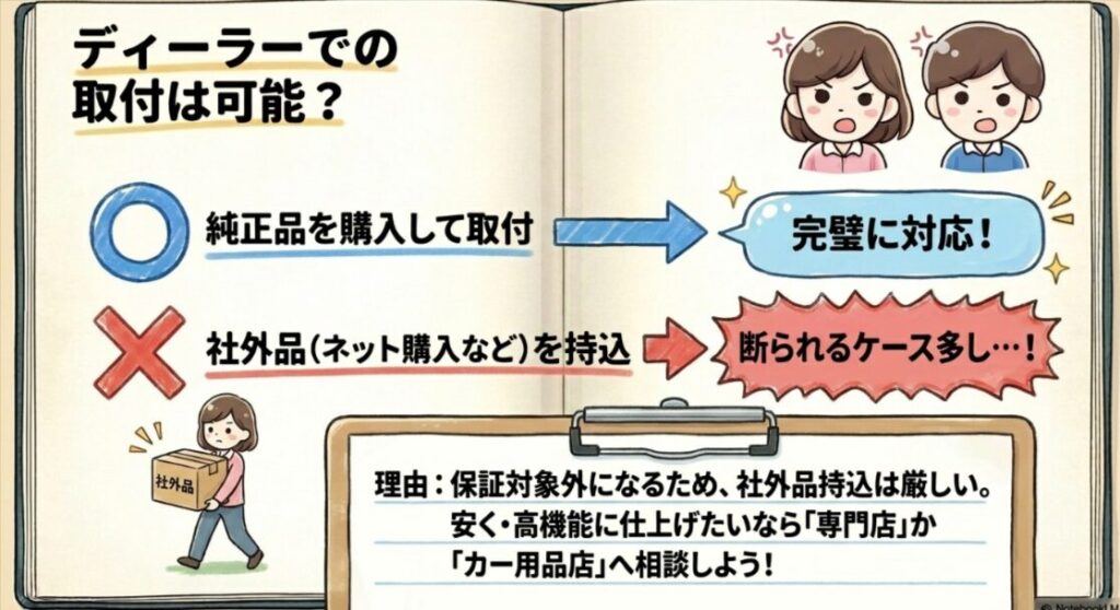 ディーラーでの取付は可能？