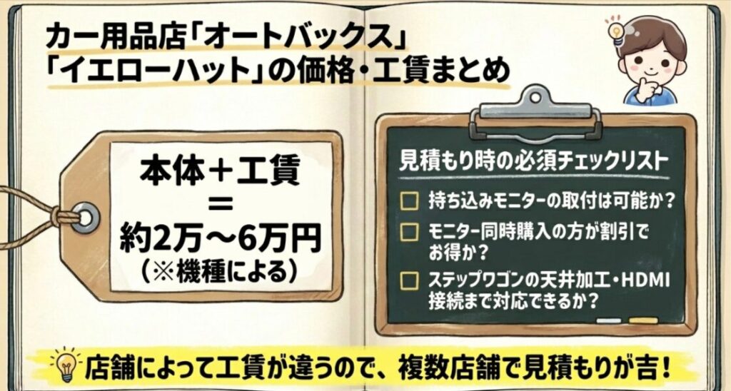 カー用品店「オートバックス」「イエローハット」の価格・工賃まとめ