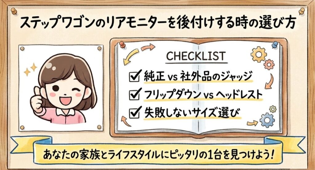 ステップワゴンのリアモニターを後付けする時の選び方