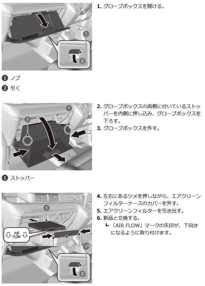 エアコンフィルターの交換方法 JF5・JF6