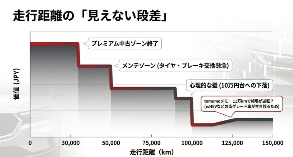 フリード　走行距離別の相場下落目安