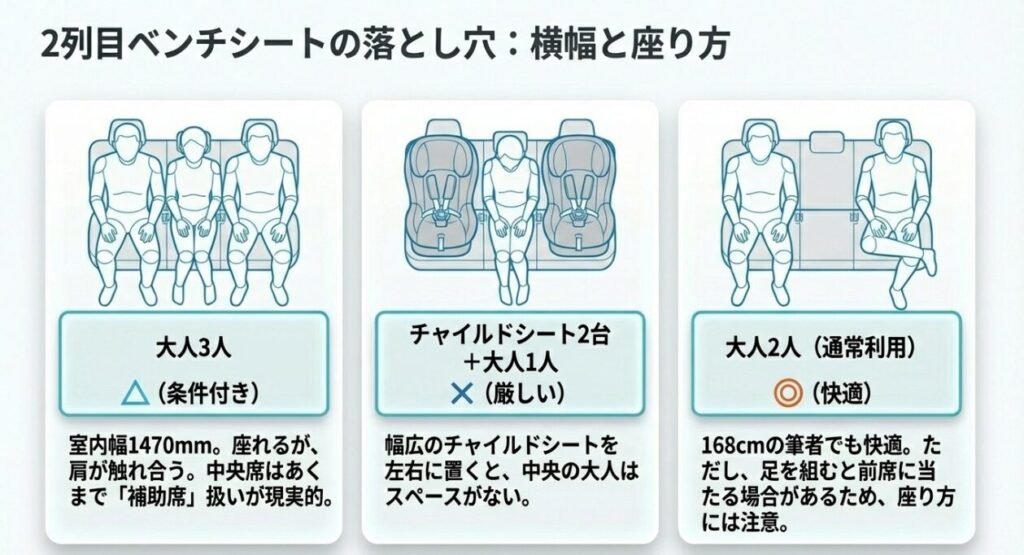 2列目ベンチシートの横幅