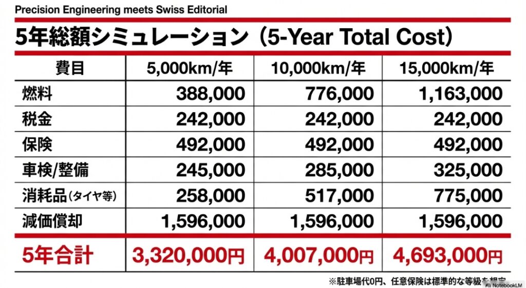 シビック　タイプR　5年総額の内訳（目安）