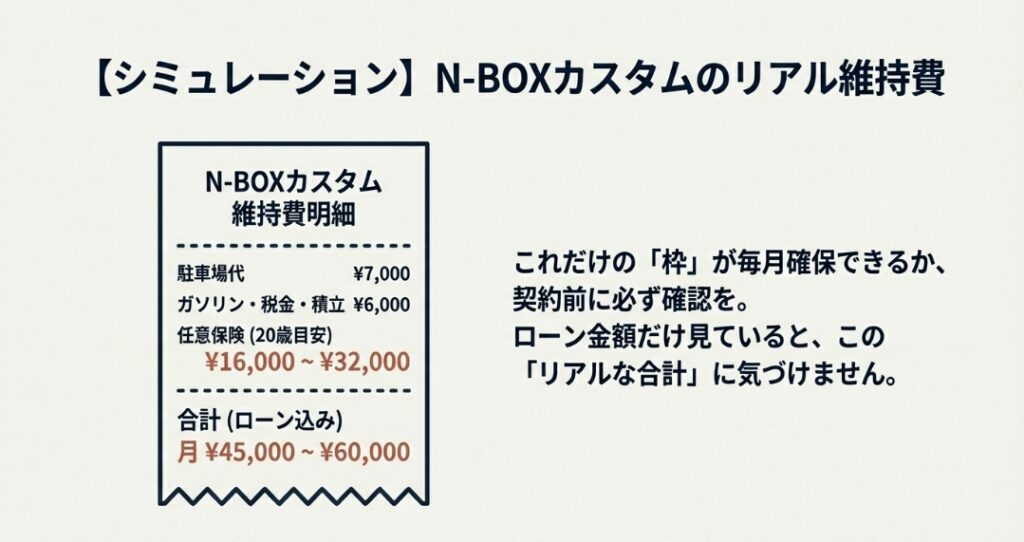【シミュレーション】N-BOXカスタムを購入する場合の維持費・諸費用