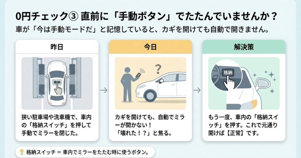 格納スイッチ使用時の注意点　フリード　GT系