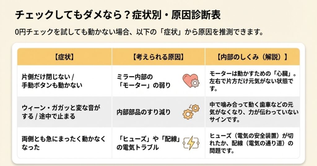 フリードのドアミラーが自動格納しない時の修理と費用