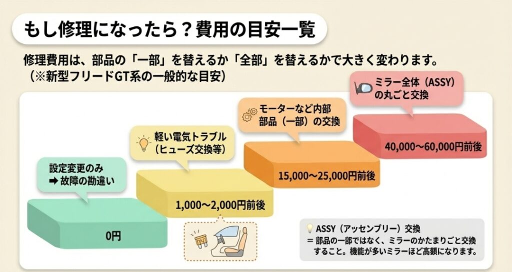 修理費用の相場と内訳の目安　フリード　GT系