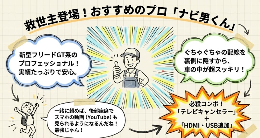 業者取り付けはナビ男くん