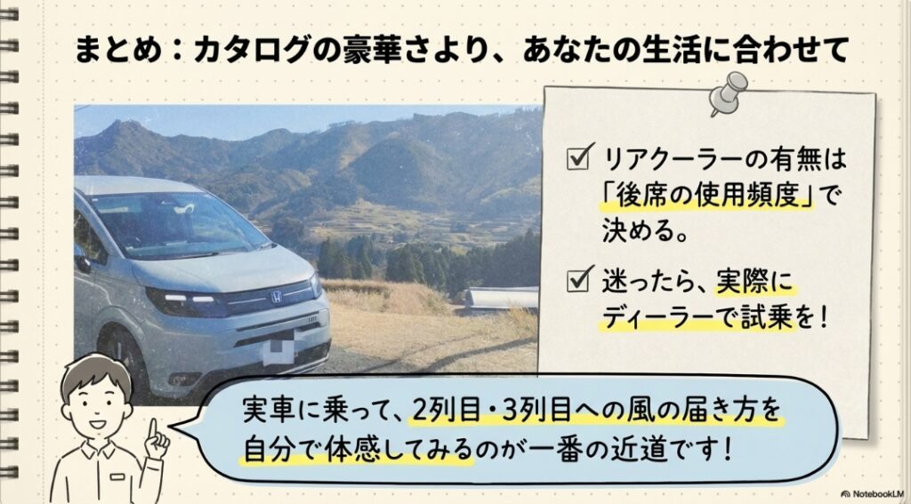 新型フリードのリアクーラーは必要?いらない?のまとめ