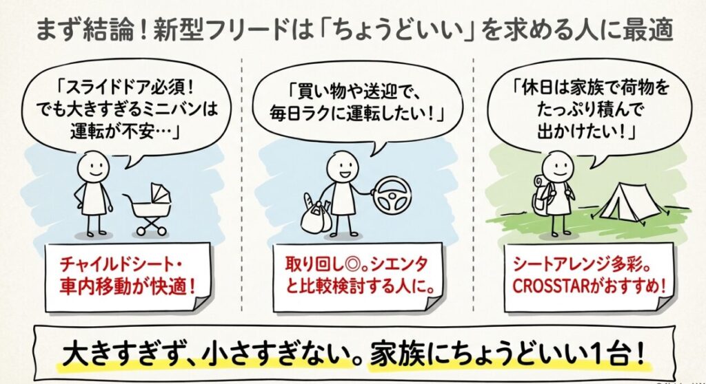 まず結論|新型フリードはこんな人におすすめ