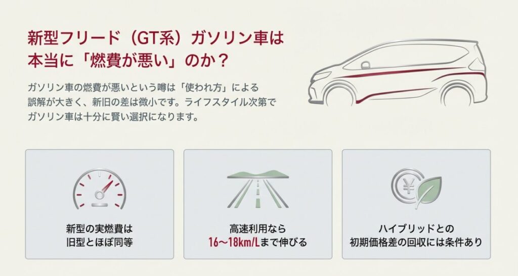 新型GT系 と 旧型GB系 の実燃費を比較　新型フリード