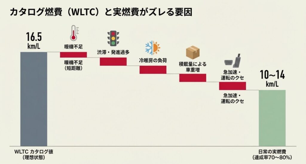 カタログ燃費との違いを確認　フリードGT系