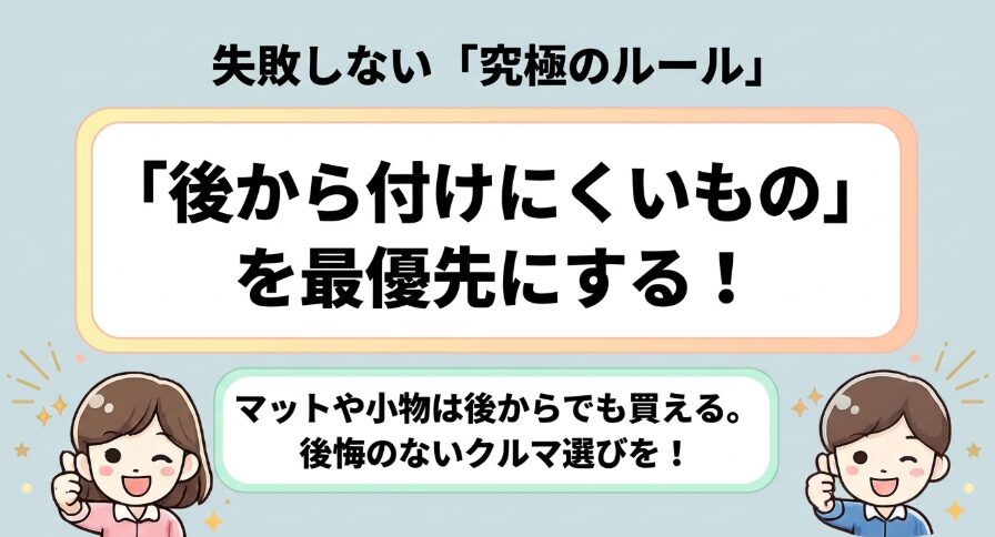 新型フリードのオプション選びでは後から付けにくいものを最優先にする考え方をまとめたスライド