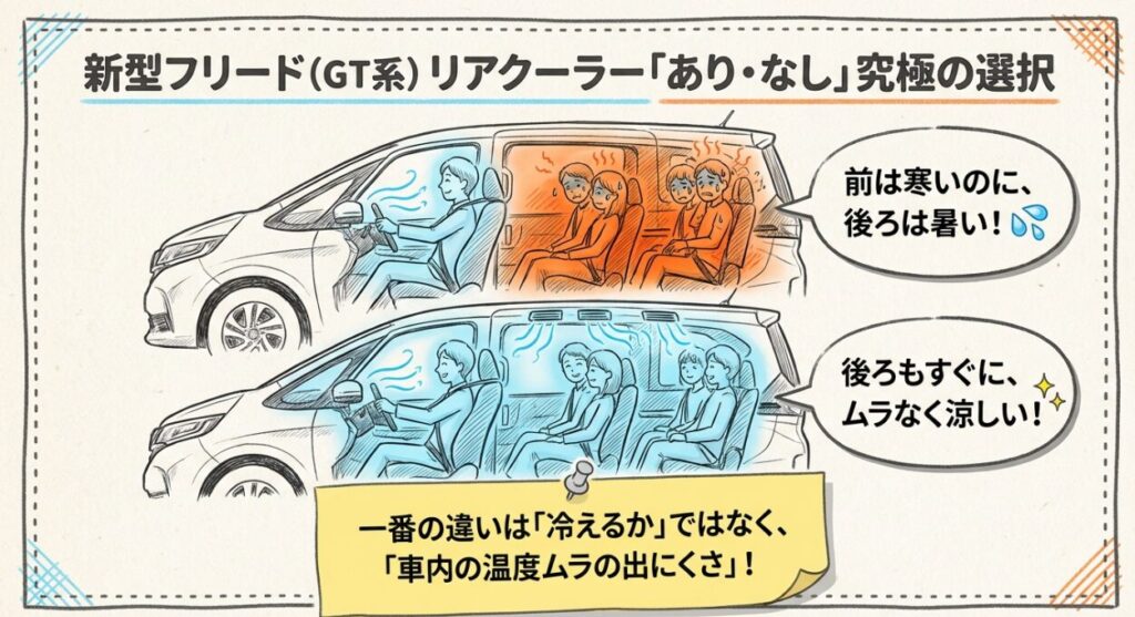 リアクーラーあり・なし比較で一番大きい違い 新型フリード GT系