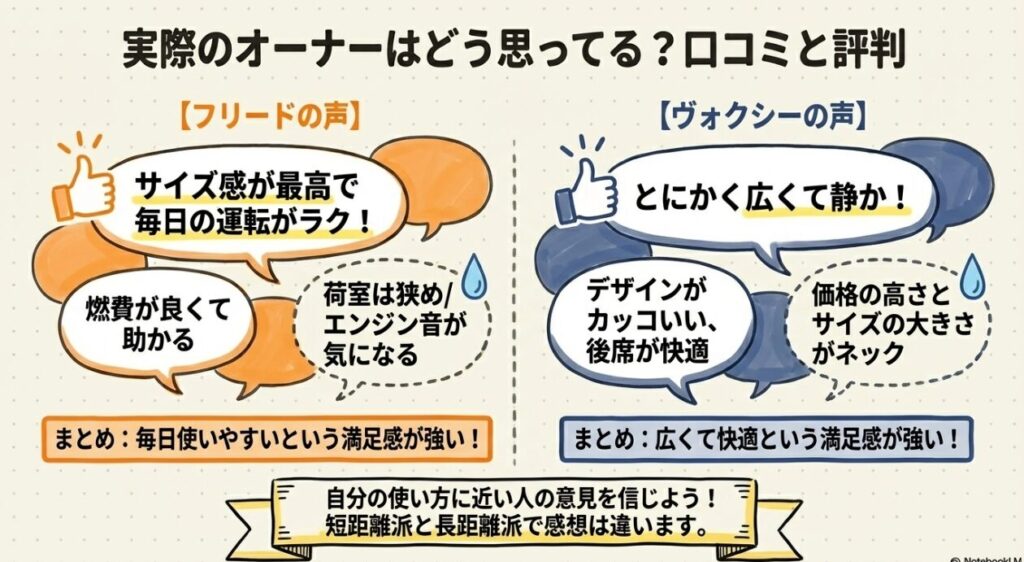 口コミと評判から見る違い　新型フリードGT系とヴォクシー90系