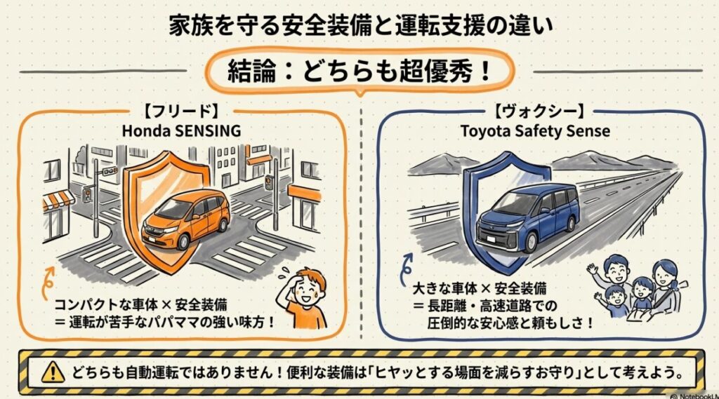 安全装備と運転支援の差　新型フリードGT系とヴォクシー90系