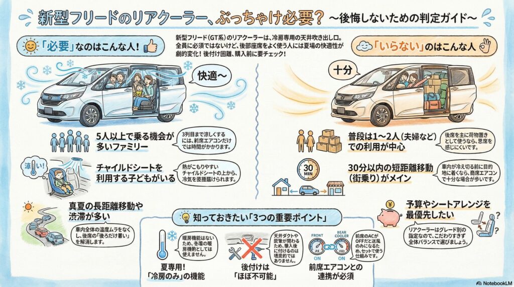 新型フリードのリアクーラーは必要?いらない?後悔しない選び方