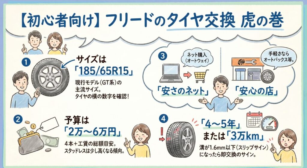 フリードのタイヤ交換費用・相場と正しく選ぶためのポイント【最新】2