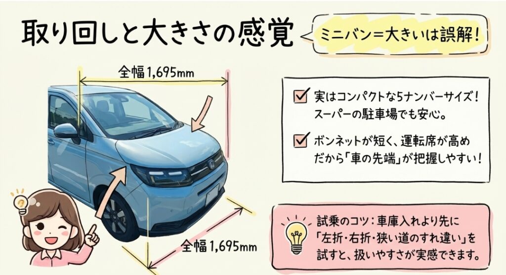 取り回しと大きさの感覚　フリード　GT系
