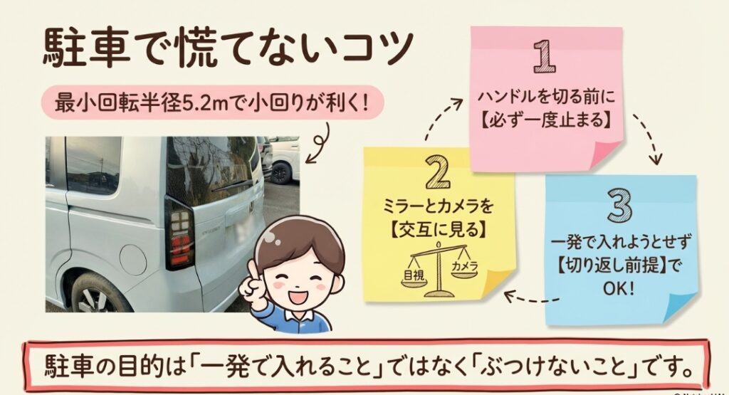 駐車で慌てないコツ　フリード　GT系