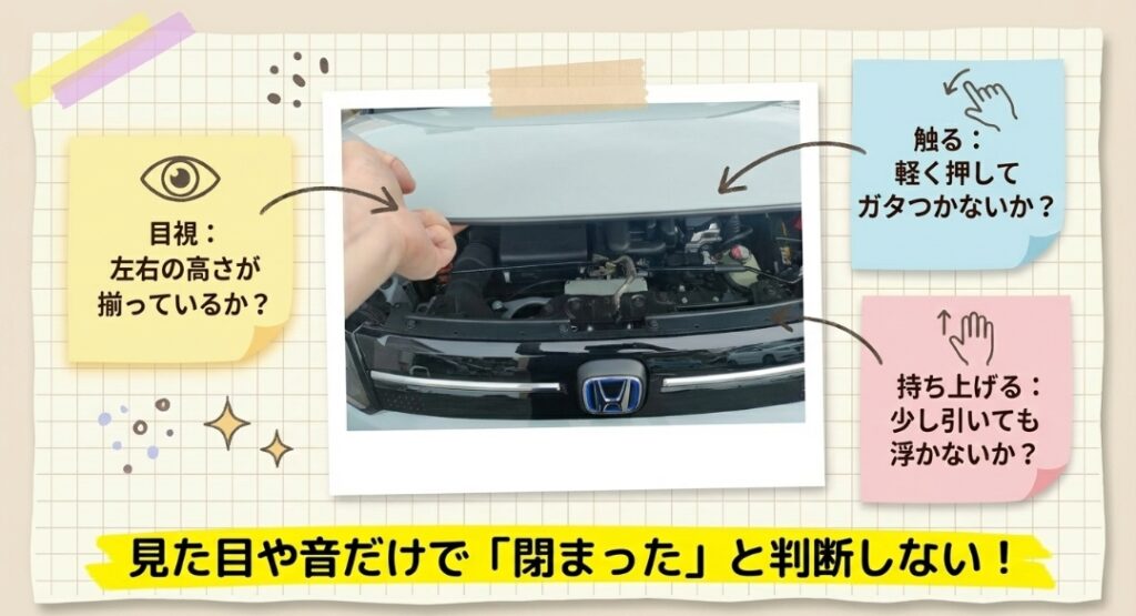 ボンネットロックの確認方法