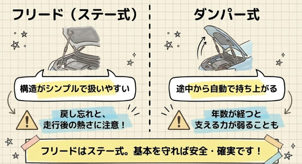 ステー式とダンパー式の違い フリードGT系
