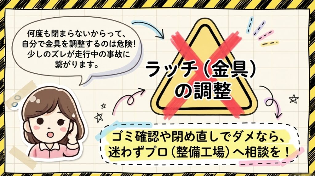 ラッチ調整で閉まらない時の対処 フリードGT系