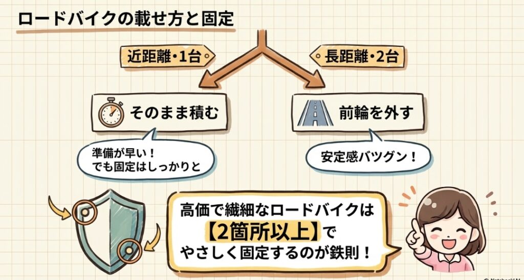 ロードバイクの載せ方と固定