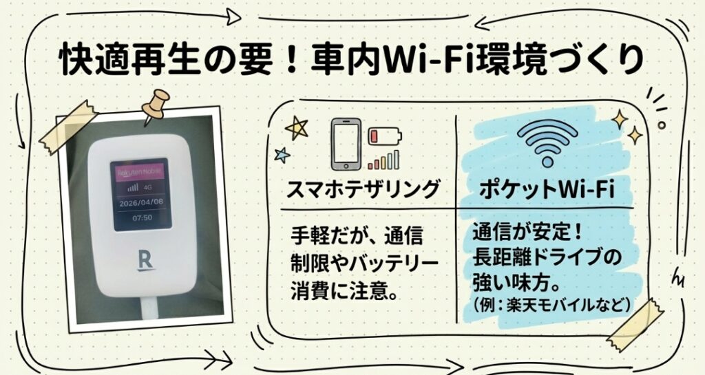 モバイルWi-Fiルーターの併用がおすすめです。フリードGT系