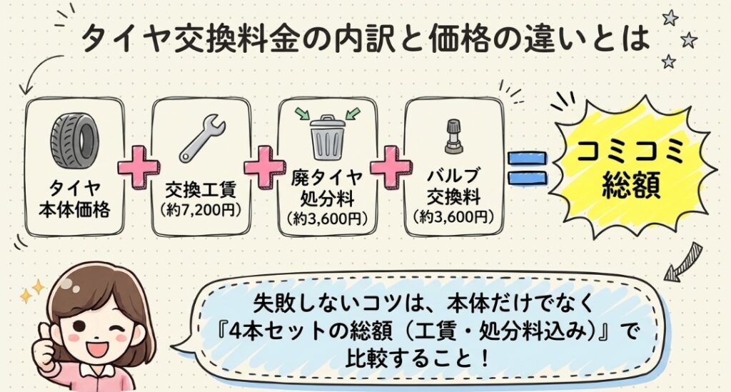 タイヤ交換料金の内訳と価格の違いとは フリードGT系