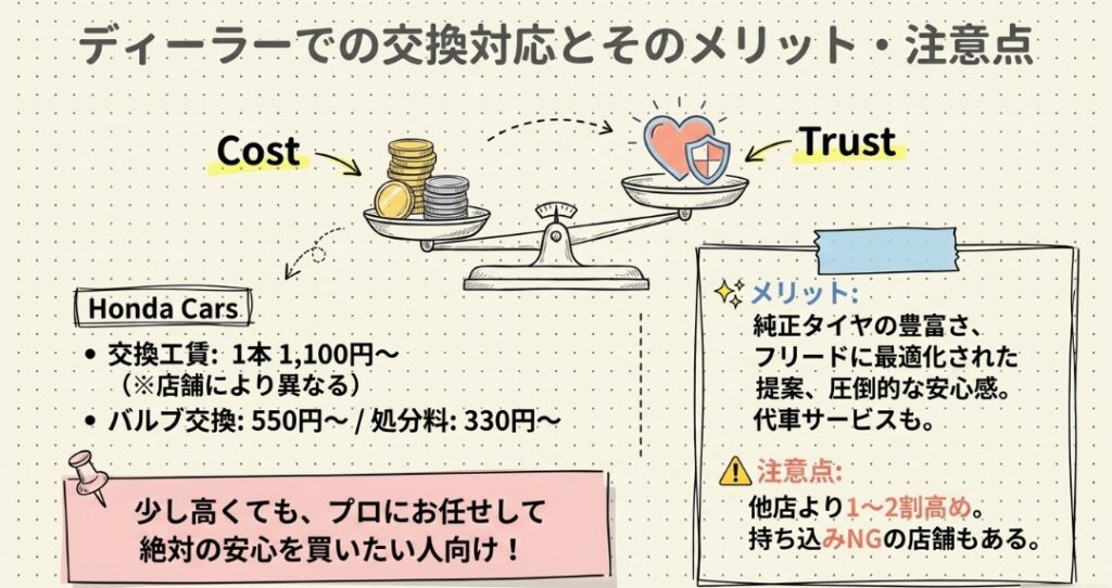 ディーラーでの交換対応とそのメリット・注意点　フリードGT系