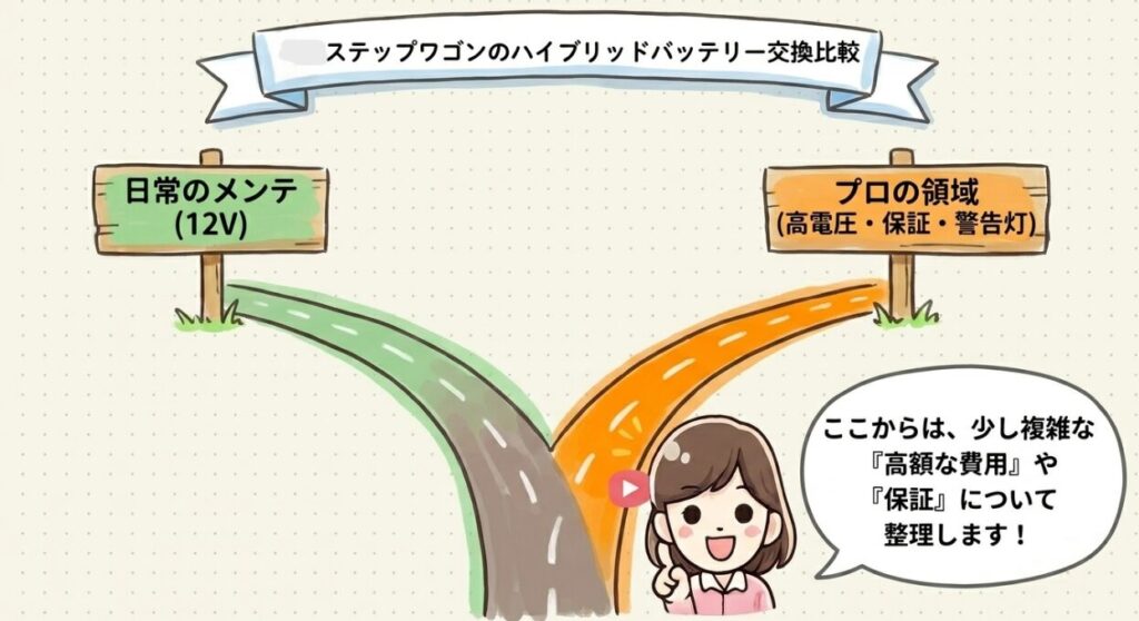 ステップワゴンのハイブリッドバッテリー交換比較　ステップワゴンRP8系