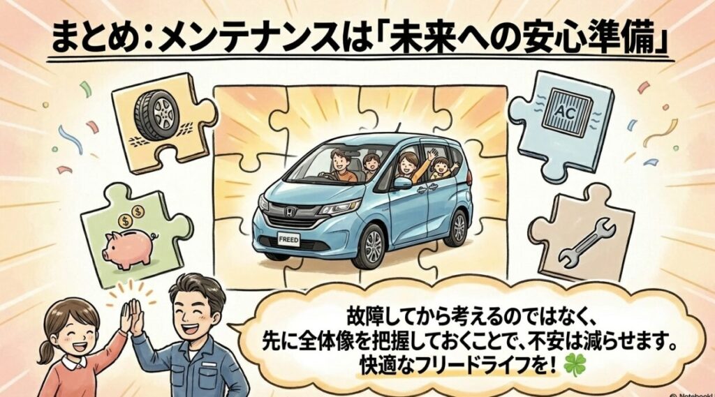 まとめ｜新型フリードのメンテナンスは「安心して長く乗る準備」で考えるべき