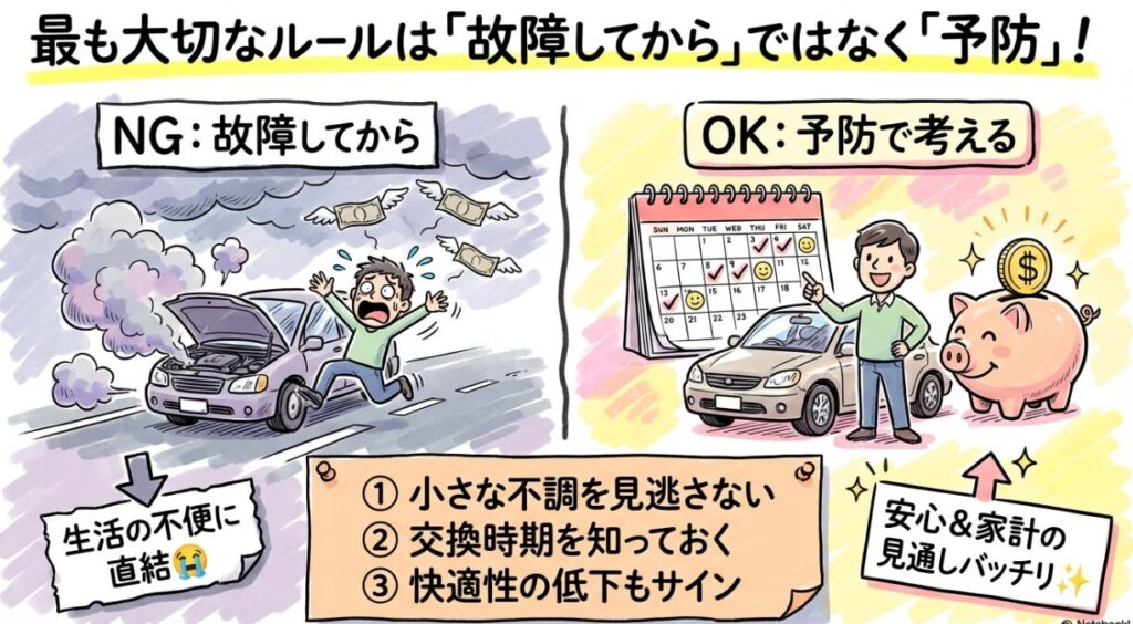まず結論｜新型フリードは「故障してから」ではなく「予防」で考えるのが正解