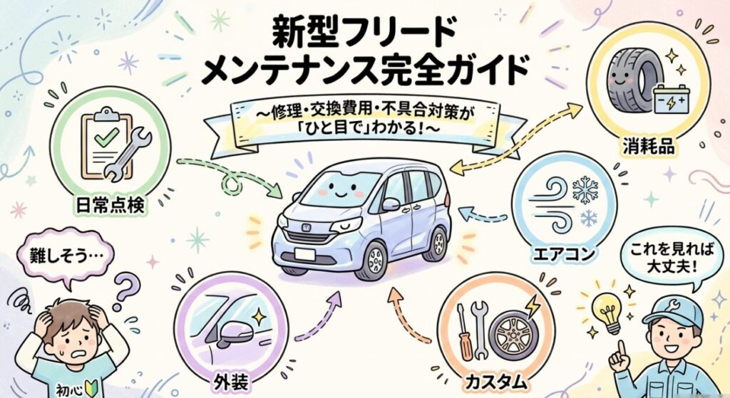新型フリードのメンテナンス完全ガイド｜修理・交換費用・不具合対策までわかりやすく解説