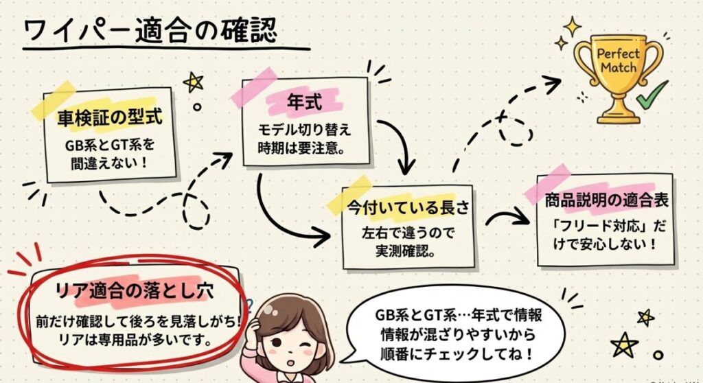 ワイパー適合の確認　フリードGT系