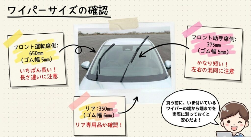 フリードのサイズとワイパー交換方法