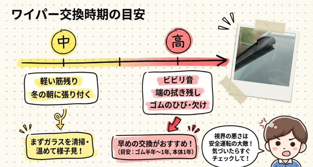 ワイパー交換時期の目安　フリードGT系