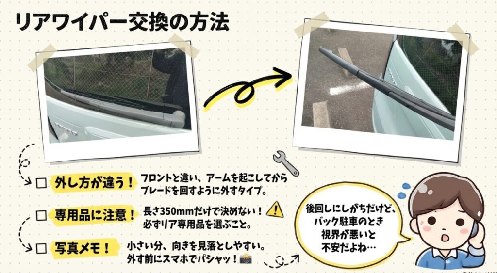 リアワイパー交換の方法　フリードGT系