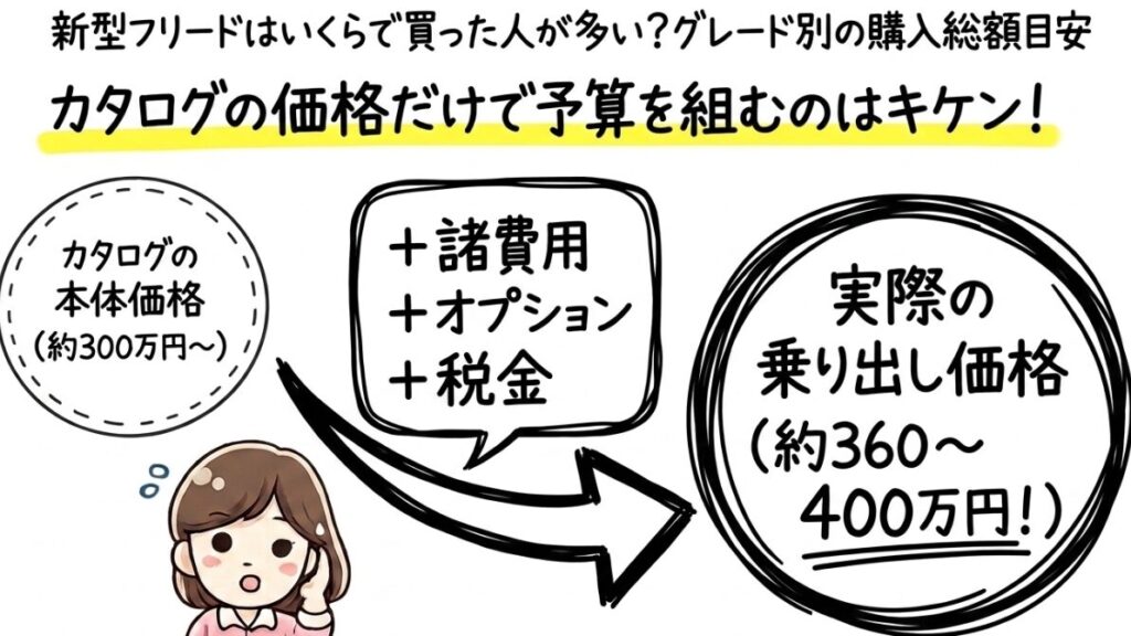 新型フリードはいくらで買った人が多い？グレード別の購入総額目安