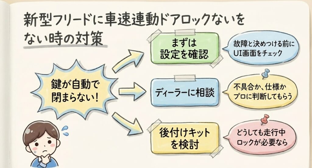 新型フリードに車速連動ドアロックがない時の対策