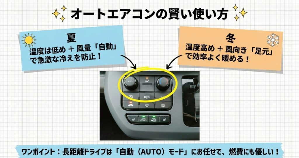 オートエアコンの使い方と効果的な使い方