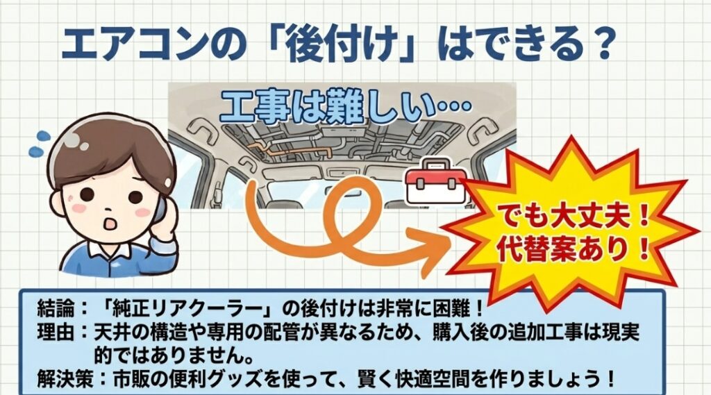 フリードの後部座席にエアコンは後付けできる？