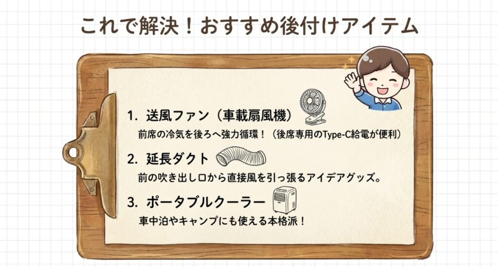 後部座席を快適にする後付けアイテム