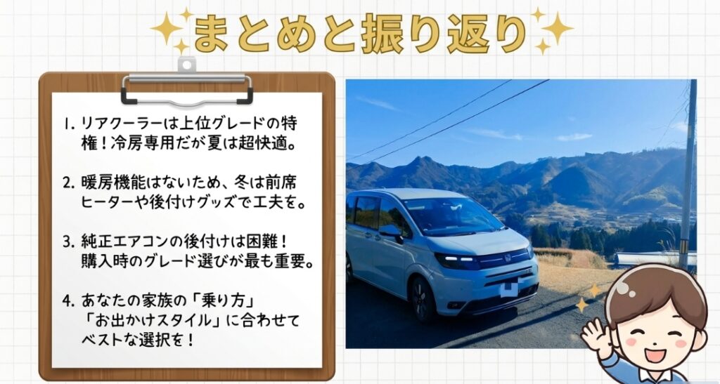 新型フリードのエアコンと後部座席の快適性まとめ